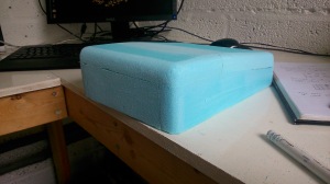 The finished styrofoam model of the robot shell
