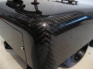 Close up of the carbon fibre shell